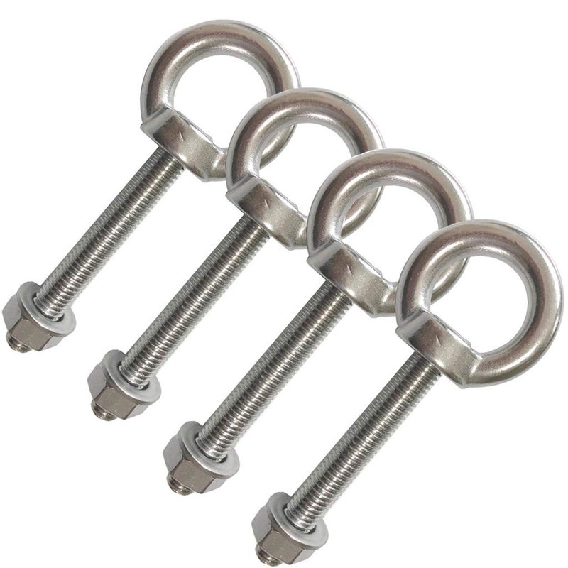 AIVOOF Shoulder Eye Bolt, 4 Pack M10 Stainless Steel Shoulder Eye Bolts 2.75" Eye Bolts Heavy Duty EyeBolts Screws in Eye Hooks with Washer and Nuts Muti-Function for Indoor Outdoor,Thread 70mm - Image 1
